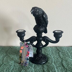 Christian Lacroix Halloween Black Crow 🐦‍⬛ Candle Holder Glitter NEW!